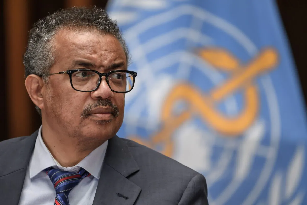 World Health Organization (WHO) Director-General Tedros Adhanom Ghebreyesus attends a press conference organised by the Geneva Association of United Nations Correspondents (ACANU) amid the COVID-19 outbreak, caused by the novel coronavirus, at the WHO headquarters in Geneva, on July 3, 2020. (Fabrice Coffrini/AFP via Getty Images)