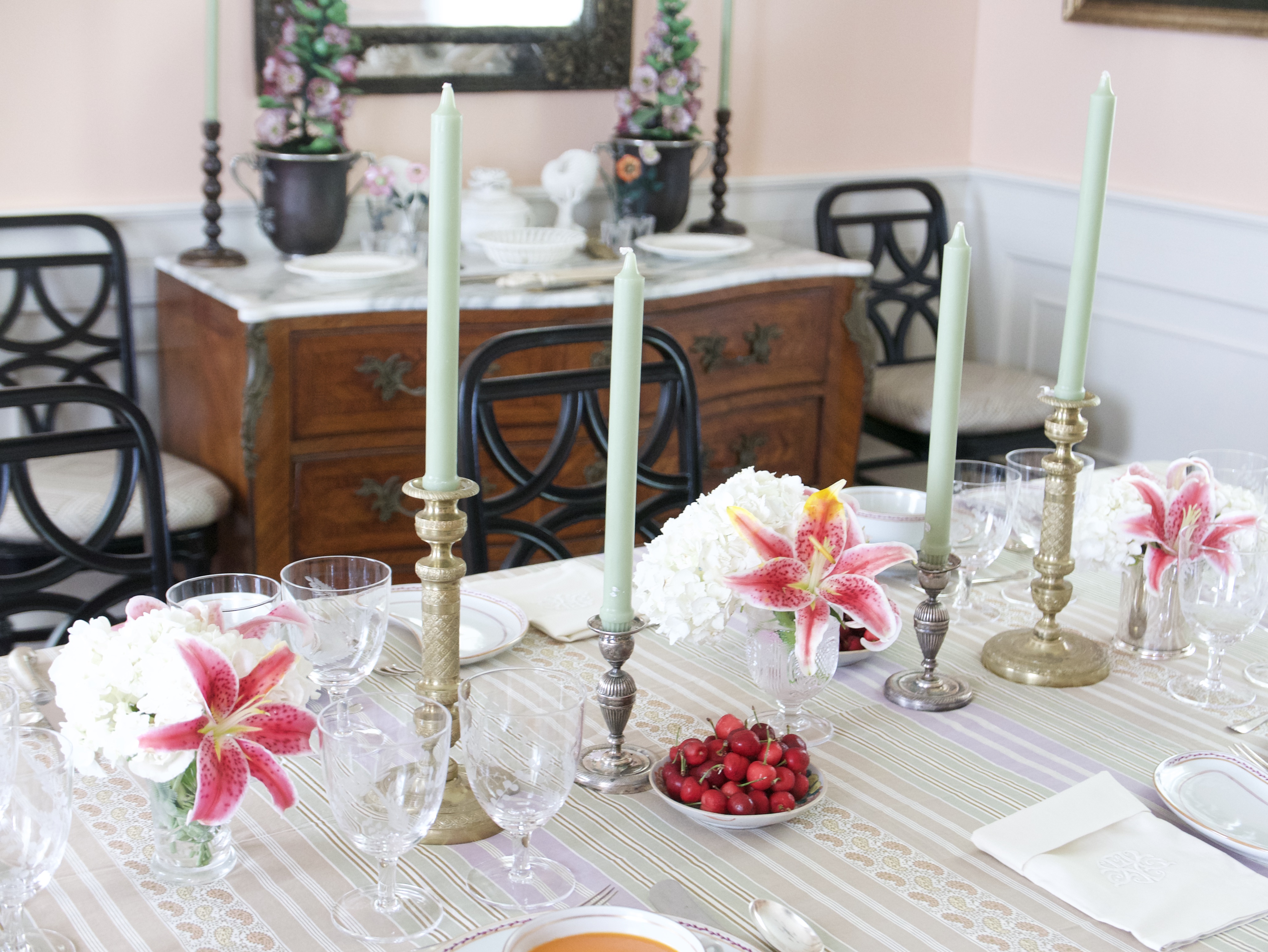 cold summer dinner table setting horizontal