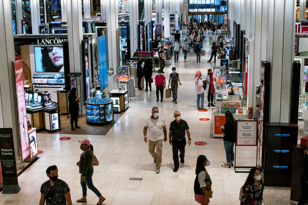 Customers visit Macy's flagship store in New York City, N.Y., on May 20, 2021. (Eduardo Munoz/Reuters)