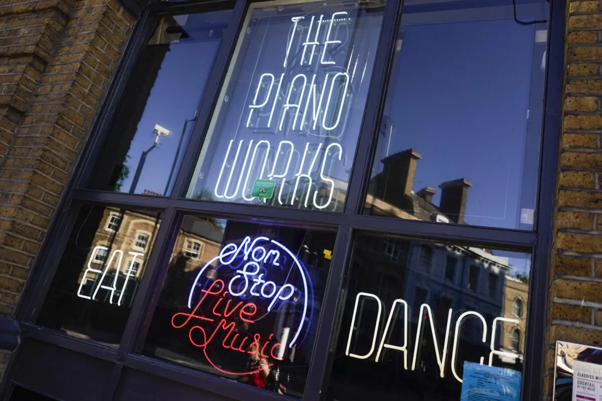 The Piano Works club in Farringdon, London, on July 16, 2021. (Alberto Pezzali/AP Photo)
