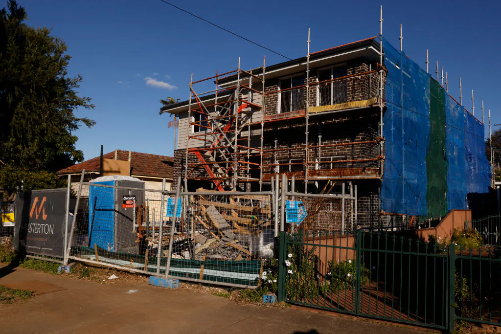 A closed construction site in Fairfield in Sydney, Australia, on July 18, 2021. (Jenny Evans/Getty Images)