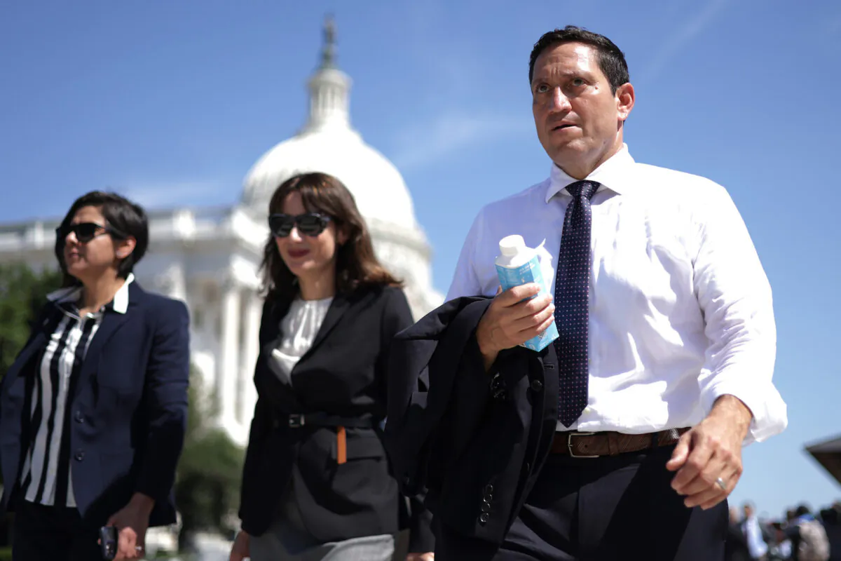 Texas state Rep. Trey Martinez Fischer, a Democrat, leaves after a news conference on voting rights outside the U.S. Capitol in Washington on July 13, 2021. (Alex Wong/Getty Images)