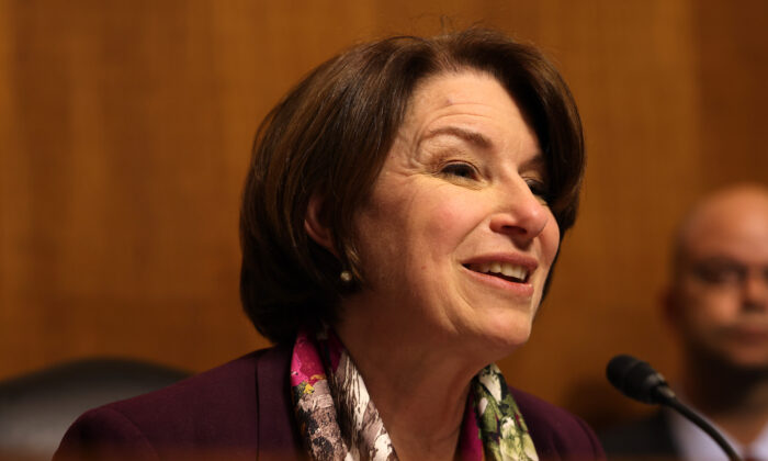 Sen. Amy Klobuchar (D-Minn.) speaks during a hearing in Washington on June 15, 2021. (Anna Moneymaker/Getty Images)