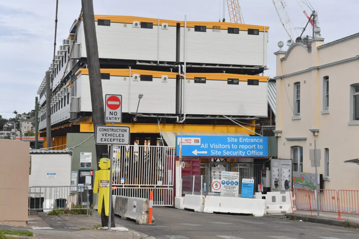 The Westconnex Rozelle interchange construction site is seen closed in Sydney, Australia, on July 20, 2021. (AAP Image/Mick Tsikas)