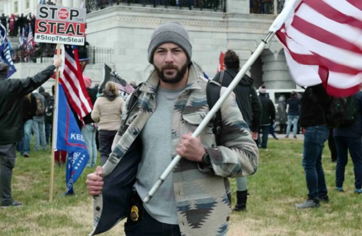 A photo allegedly showing Mark Ibrahim, a former DEA agent, during the Capitol incident, in Washington, on Jan. 6, 2021. (Department of Justice)