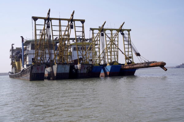 Sand-dredging boats