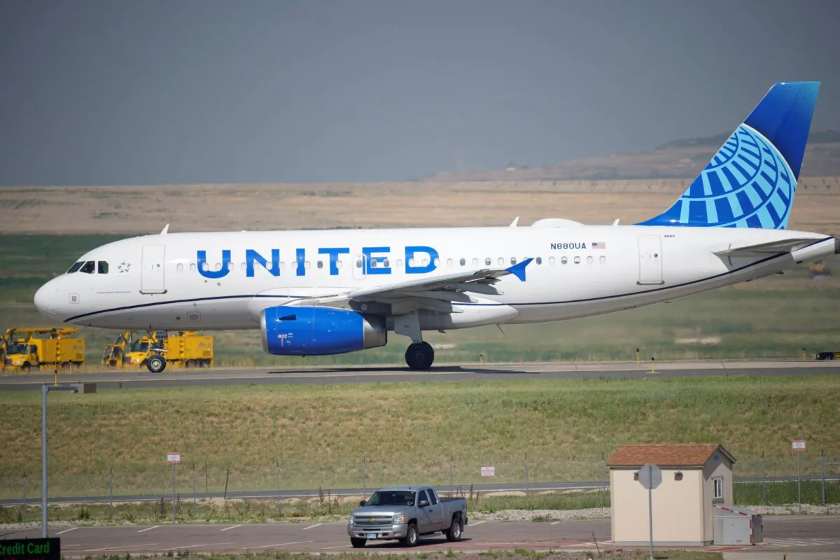 A United Airlines jetliner taxis down a runway for take off from Denver International Airport in Denver, Colo., on July 2, 2021. (David Zalubowski/AP Photo)
