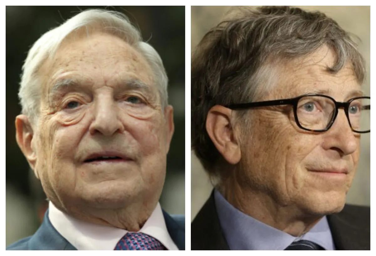 Financier George Soros on June 8, 2017 in a file photo. (L) Bill Gates in a February 2016 file photo. (R) (Sean Gallup/Getty Images; AP Photo/Seth Wenig)