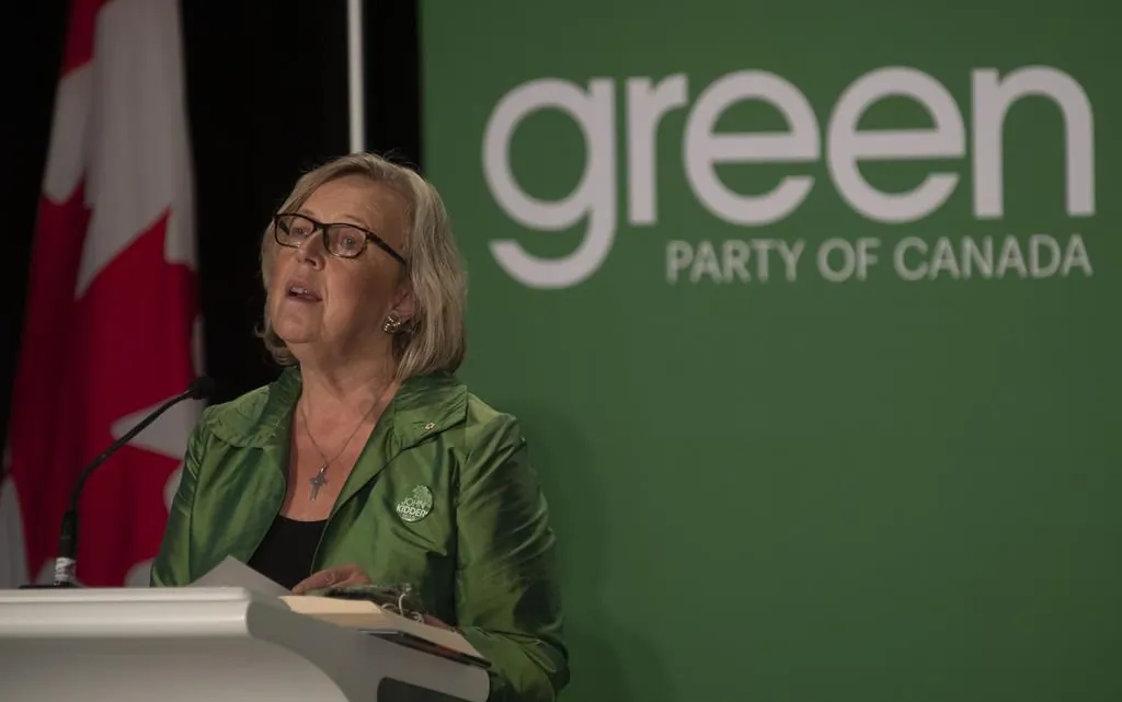 Former Green party leader Elizabeth May speaks ahead of the party's leadership announcement in Ottawa, on October 3, 2020. (The Canadian Press/Adrian Wyld)