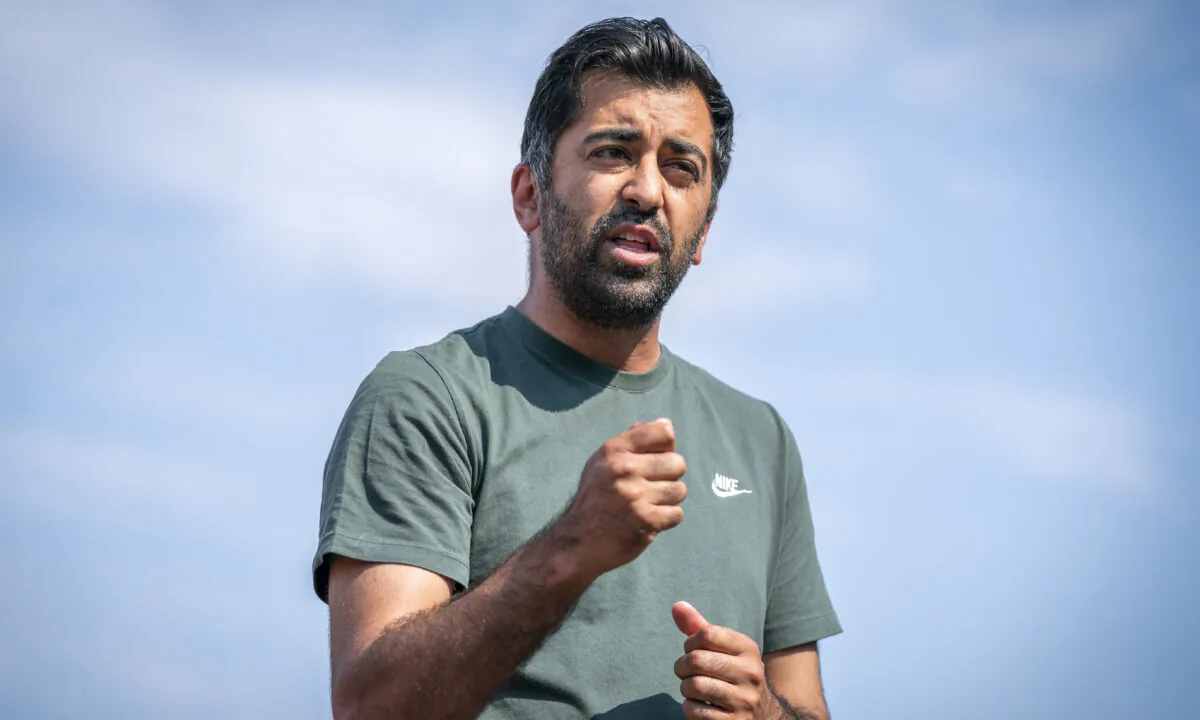 Scotland's Health Secretary Humza Yousaf speaks to the media after receiving his second dose of the BioNTech Pfizer COVID-19 vaccine at the Glasgow Central Mosque in Scotland on July 19, 2021. (Jane Barlow)