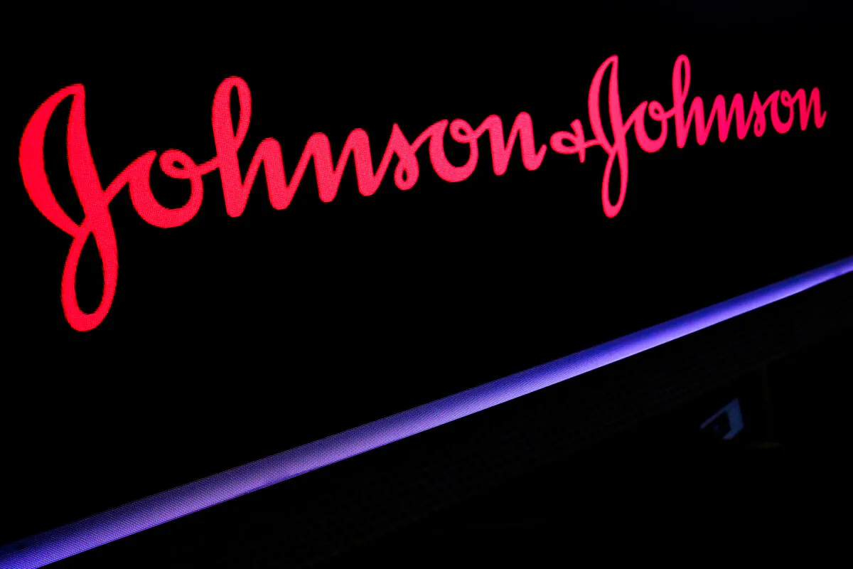 The Johnson & Johnson logo is displayed on a screen on the floor of the New York Stock Exchange (NYSE) in New York, on May 29, 2019. (Brendan McDermid/Reuters)