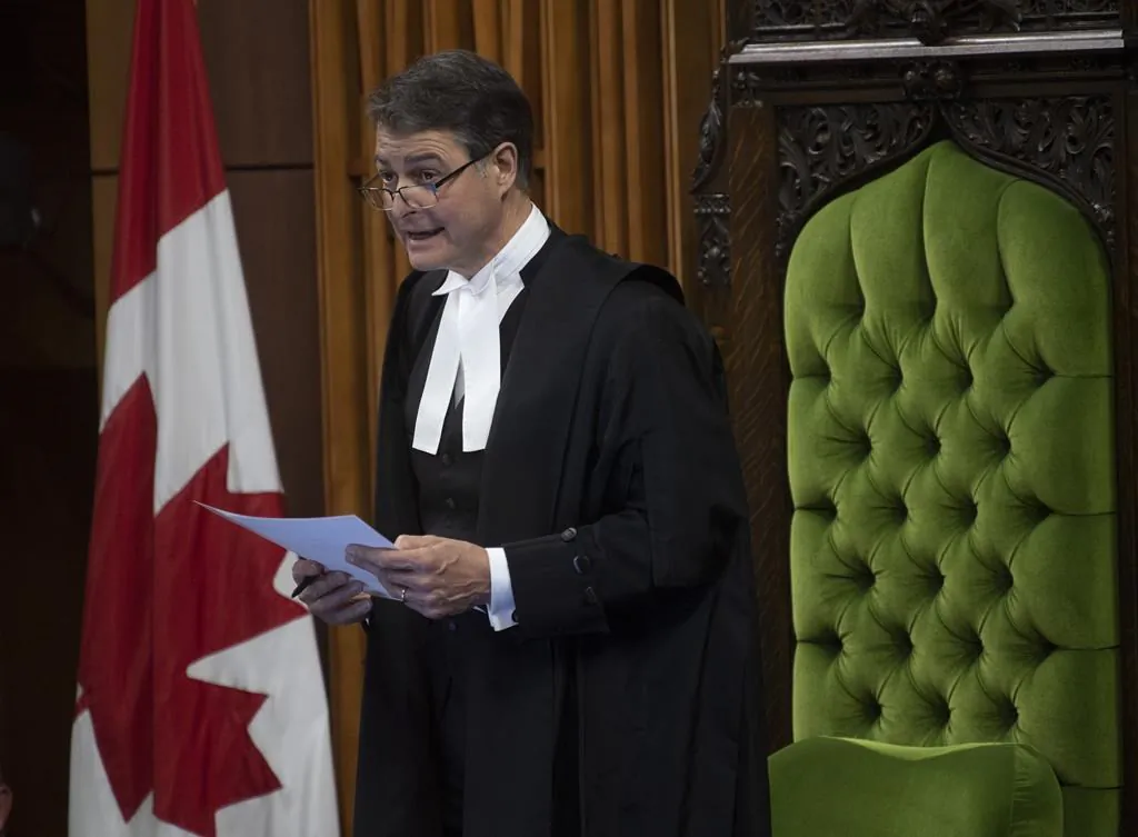 Speaker of the House of Commons Anthony Rota is seen in the House of Commons on April 14, 2021 in Ottawa.  (The Canadian Press/Adrian Wyld)