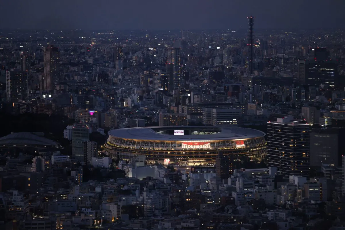 Tokyo Olympic Stadium is pictured from Shibuya Sky Deck in Tokyo, Japan, on July 22, 2021. (Carl Court/Getty Images)