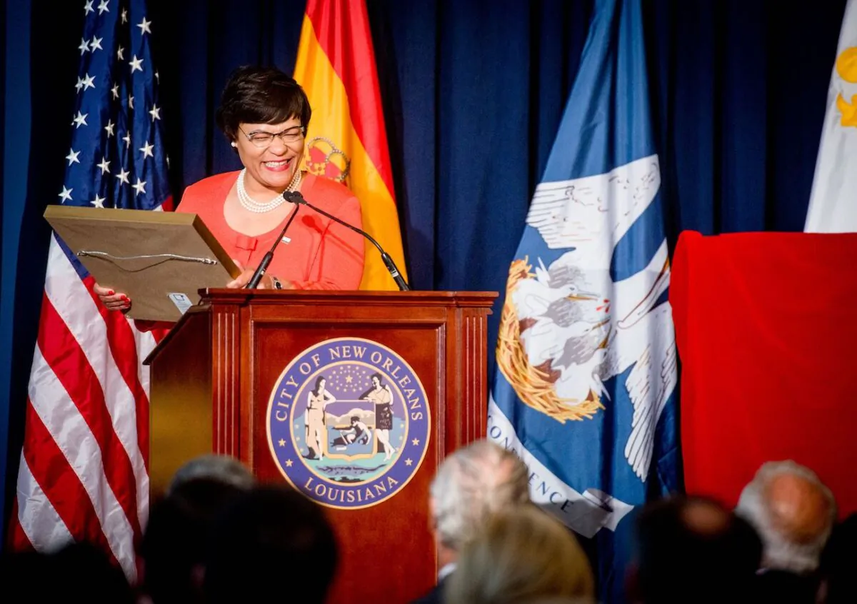 Mayor LaToya Cantrell at Gallier Hall in New Orleans, La., on June 15, 2018. (Emily Kask/AFP via Getty Images)