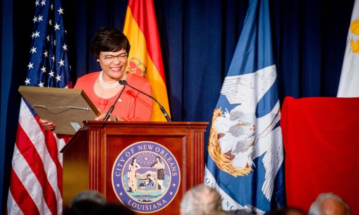 Mayor LaToya Cantrell at Gallier Hall in New Orleans, La., on June 15, 2018. (Emily Kask/AFP via Getty Images)
