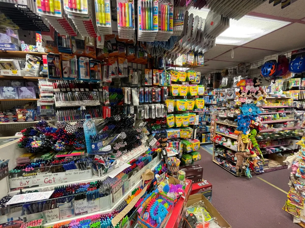 School supplies are displayed at Stationery and Toy World in New York City, N.Y., on July 21, 2021. (Joyce Philippe/Reuters)