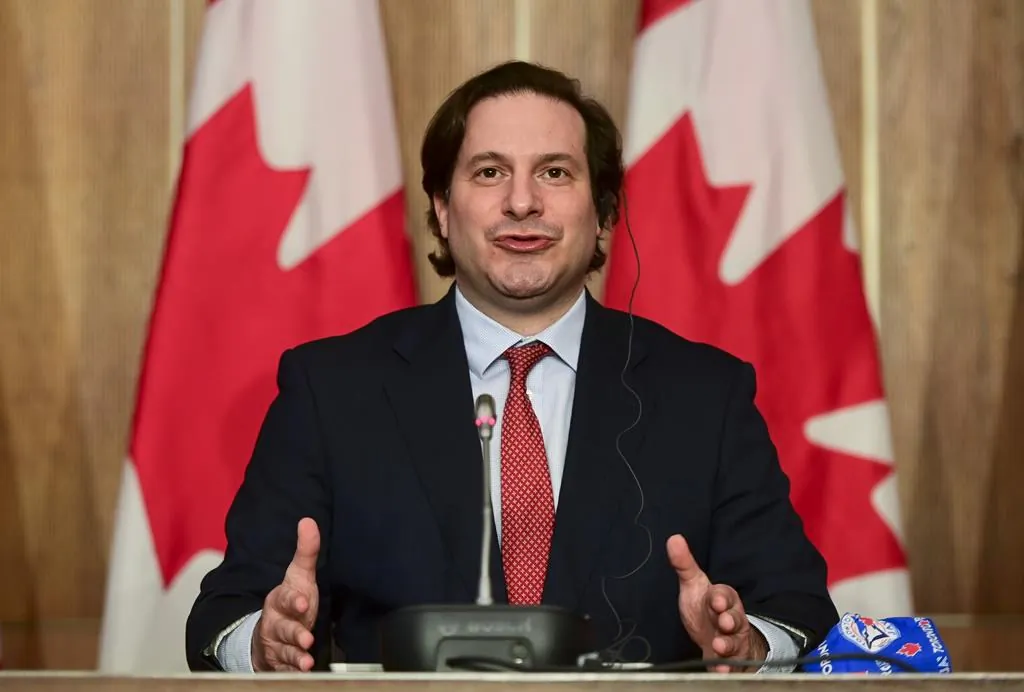 Marco Mendicino, Minister of Immigration, Refugees and Citizenship, announces measures of support to in-Canada families of victims of Ethiopian Airlines Flight 302 and Ukraine International Airlines Flight 752 during a press conference in Ottawa on May 13, 2021. (The Canadian Press/Sean Kilpatrick)