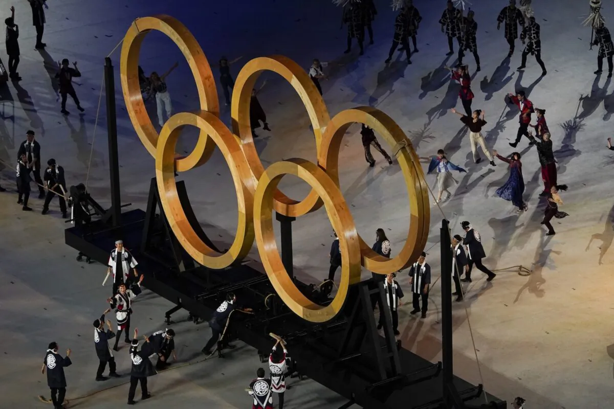 Actors perform during the opening ceremony at the Olympic Stadium at the 2020 Summer Olympics in Tokyo, Japan, on July 23, 2021. (Morry Gash/AP Photo)