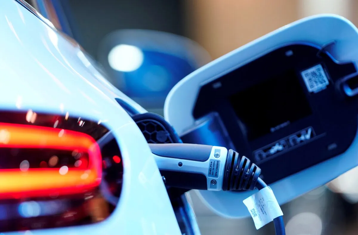 A charging port is seen on a Mercedes Benz EQC 400 4Matic EV at the Canadian International AutoShow in Toronto in a file photo. (Mark Blinch/Reuters)