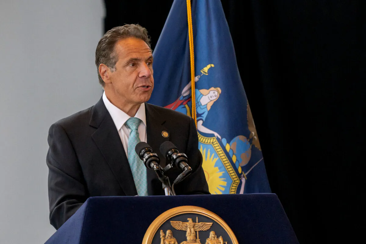 New York Gov. Andrew Cuomo speaks during a press event in New York on June 15, 2021. (David Dee Delgado/Getty Images)