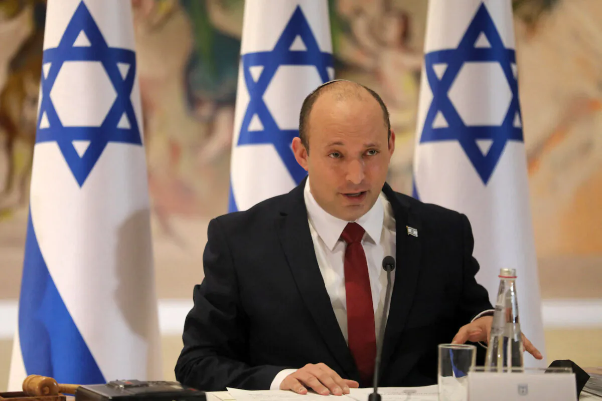 Israeli Prime Minister Naftali Bennett chairs the weekly cabinet meeting at the Knesset in Jerusalem on July 19, 2021. (Gil Cohen-Magen/Pool/ AFP via Getty Images)