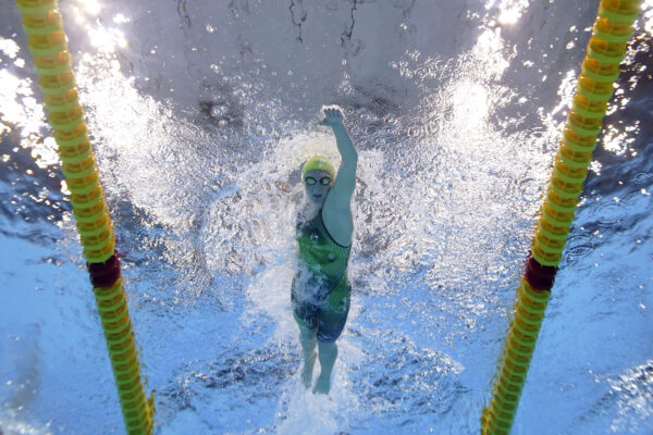 Australia's Ariarne Titmus competes in a 400-meter freestyle heat