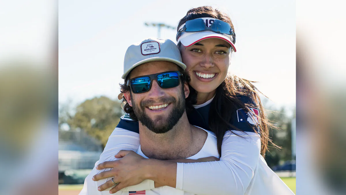 Jake and Janie Reed pose for a photo in Clearwater, Fla., in February 2020. (Jade Hewitt/Courtesy of USA Softball)