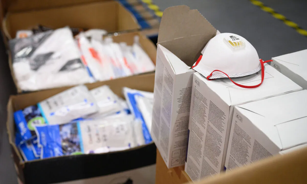 File photo of PPE stockpile. (Leon Neal/PA)