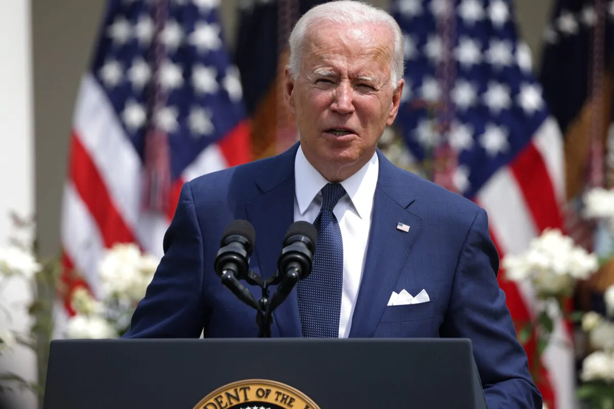 President Joe Biden delivers remarks during an event in the Rose Garden of the White House on July 26, 2021. (Anna Moneymaker/Getty Images)