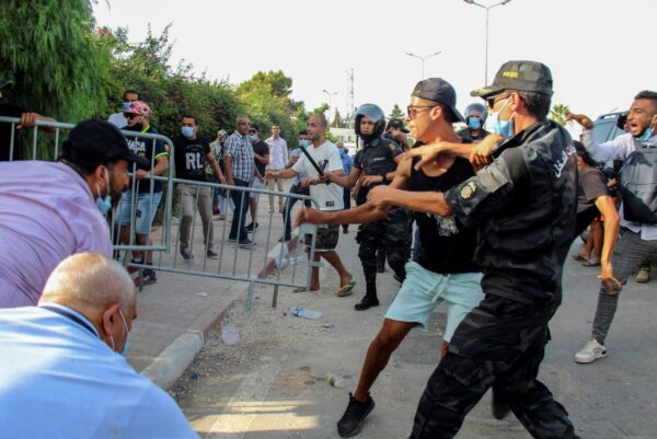 Police Officer-Fight with Demonstrators