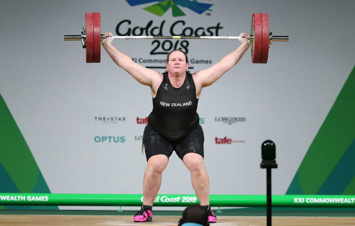 Laurel Hubbard of New Zealand, who competed at the Tokyo Olympic, competes in the Women's +90kg Final during the Weightlifting on day five of the Gold Coast 2018 Commonwealth Games at Carrara Sports and Leisure Centre on April 9, 2018 on the Gold Coast, Australia. (Photo by Scott Barbour/Getty Images)