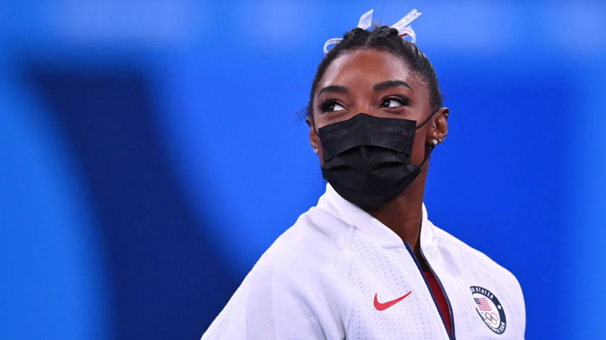 Simone Biles of the United States at the Tokyo Olympics in Tokyo, Japan, on July 27. 2021. (Dylan Martine/Reuters)