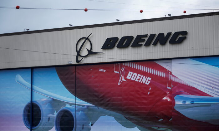 A Boeing logo is seen at the company's facility in Everett, Wash., on Jan. 21, 2020. (Lindsey Wasson/Reuters)