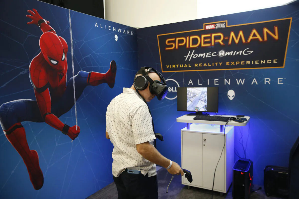 A display featuring Dell’s Alienware computer rig is seen at an event in New York on June 22, 2017. (Brian Ach/Getty Images for Advanced Imaging Society)