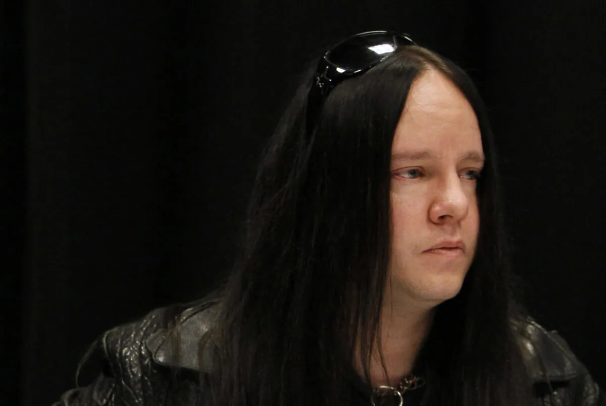 Slipknot band member Joey Jordison participates in a news conference about the death of bassist Paul Gray on May 25, 2010, in Des Moines, Iowa. (Charlie Neibergall/AP Photo)