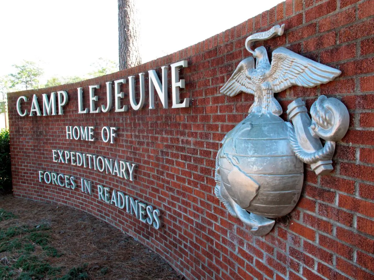 The globe and anchor at the entrance to Camp Lejeune, N.C., on March 19, 2013.(Allen Breed/AP Photo)