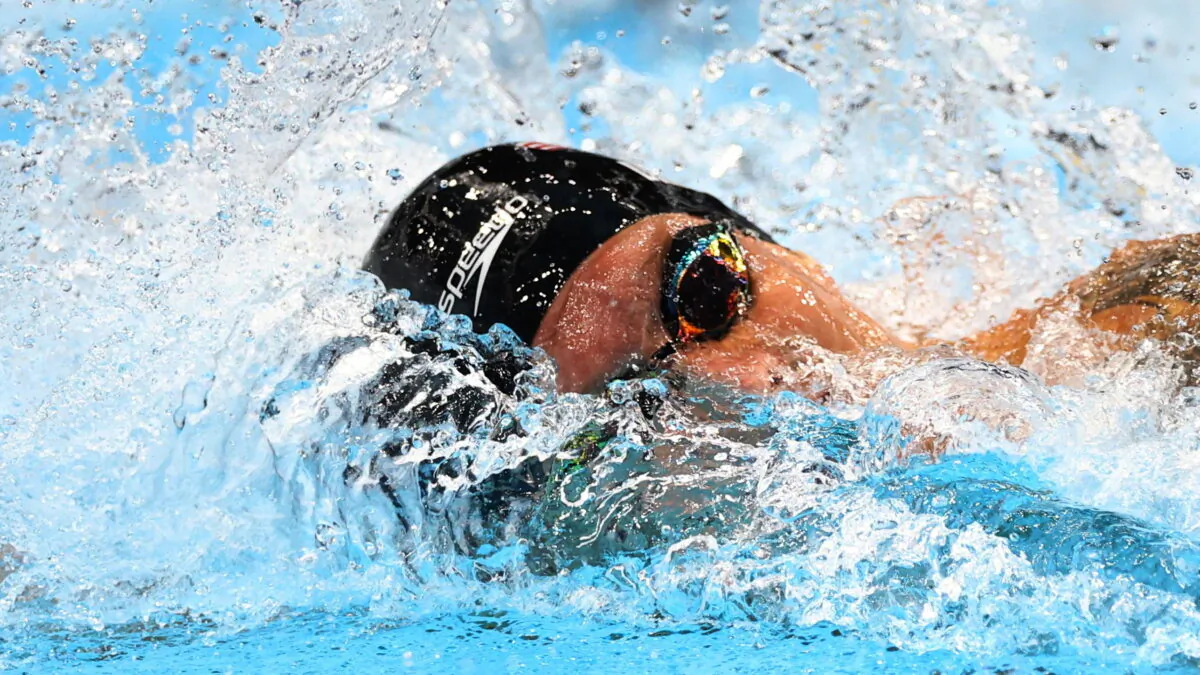 Caeleb Dressel of the United States in action at the Men's 100m Freestyle semifinal at the Tokyo 2020 Olympics at the Tokyo Aquatics Centre in Tokyo, Japan, on July 28, 2021. (Kai Pfaffenbach/Reuters)