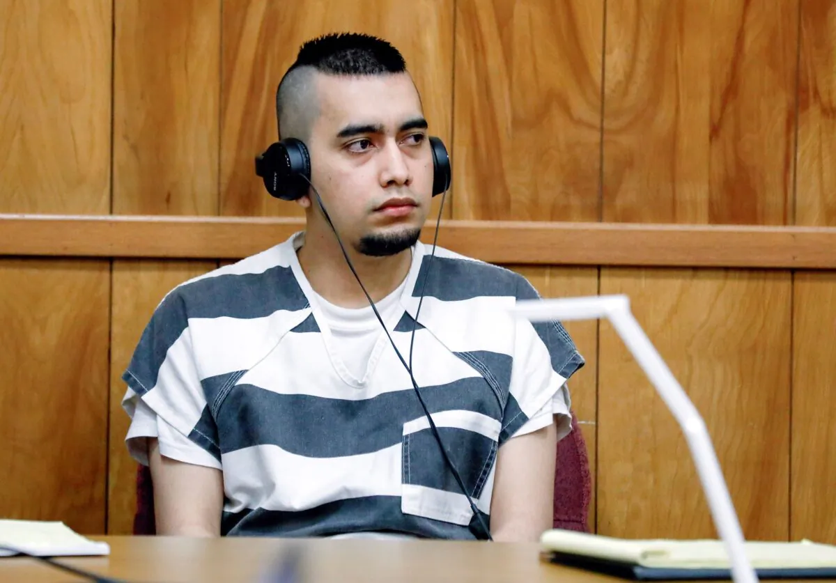 Cristhian Bahena Rivera appears during a hearing at the Poweshiek County Courthouse in Montezuma, Iowa, on July 15, 2021. (Jim Slosiarek/The Gazette/Pool)