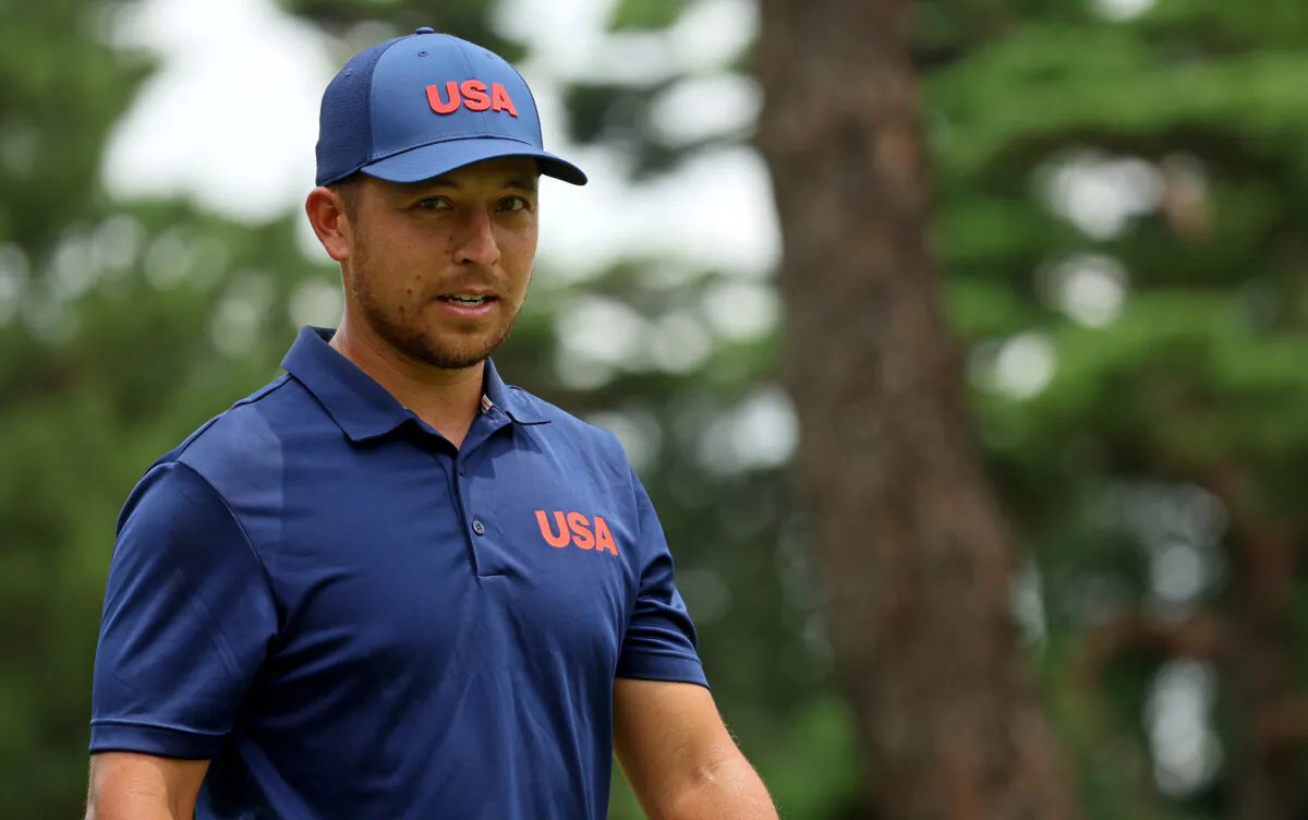 Xander Schauffele of Team USA practices at Kasumigaseki Country Club ahead of the Tokyo Olympic Games in Tokyo, Japan, on July 26, 2021. (Mike Ehrmann/Getty Images)