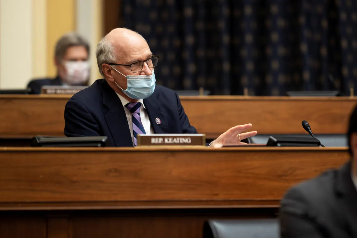 Representative Bill Keating (D-Mass.) during a House Foreign Affairs Committee hearing in Washington, on March 10, 2021. (Ting Shen/Pool via Reuters)
