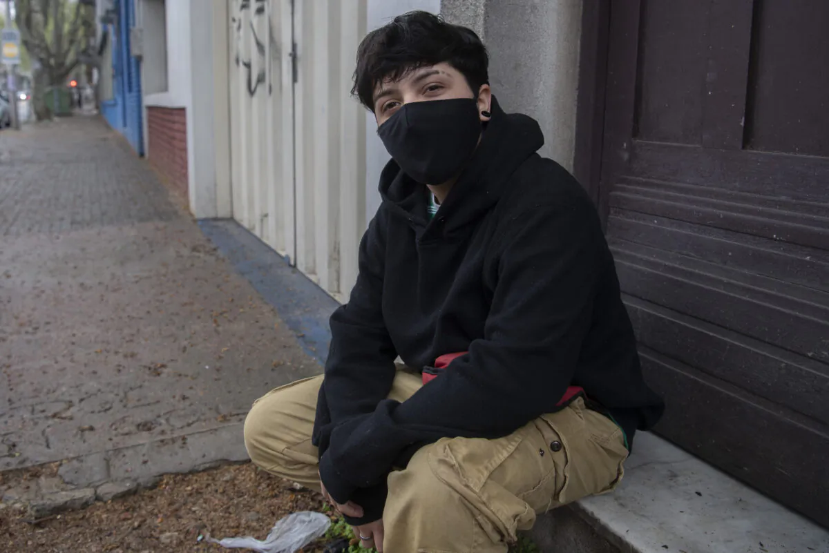 Uruguayan transgender person Sebastian Salaverry Mijares, 18, who started taking hormones to transition more than a year ago, poses outside his family house in Montevideo on Sept. 27, 2020. (Pablo Porciuncula/AFP via Getty Images)