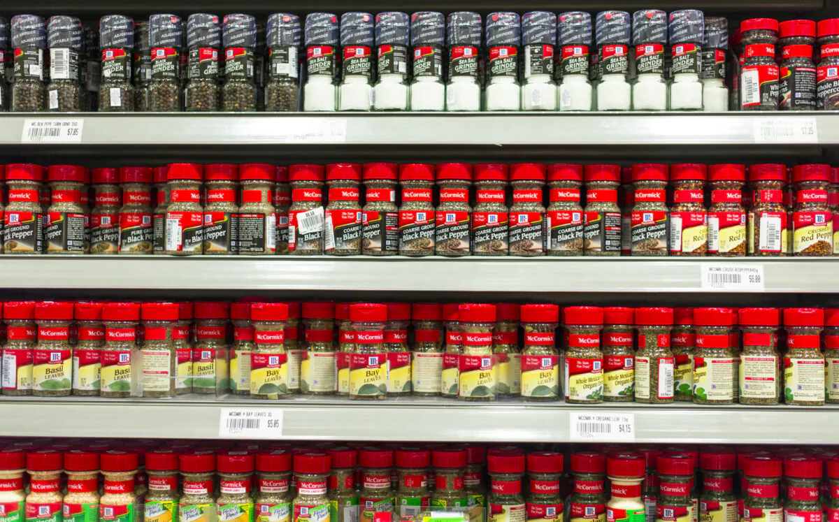 A variety of McCormick spices in the supermarket shelves in Singapore on April 18, 2013. (Tonny Anwar/Dreamstime/TNS)