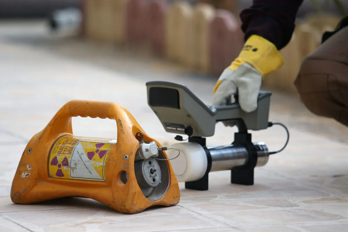 Iridium-192, a radioactive material, being scanned after going missing in Iraq for more than three months, near Basra, Iraq, on Feb. 22, 2016. (File Photo/Haidar Mohammed Ali/AFP/Getty Images)