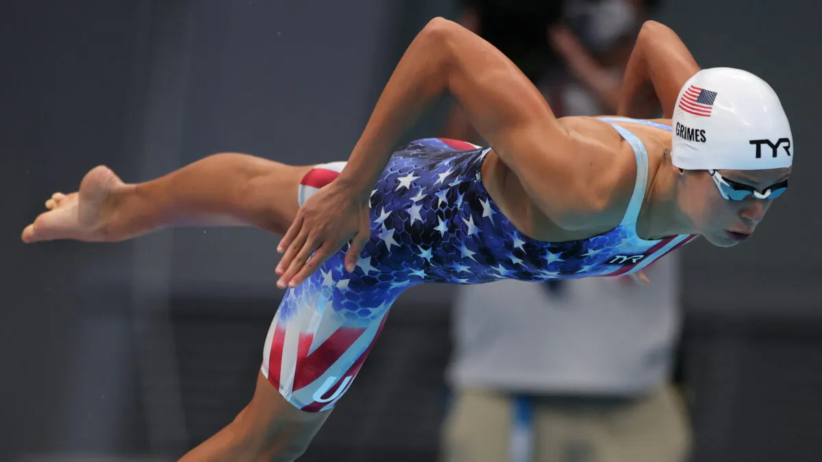 Kathleen Ledecky of the United States competes in the heat for the women's 800m freestyle at the Tokyo 2020 Olympics in Tokyo, Japan, on July 29, 2021. (Molly Darlington/Reuters)