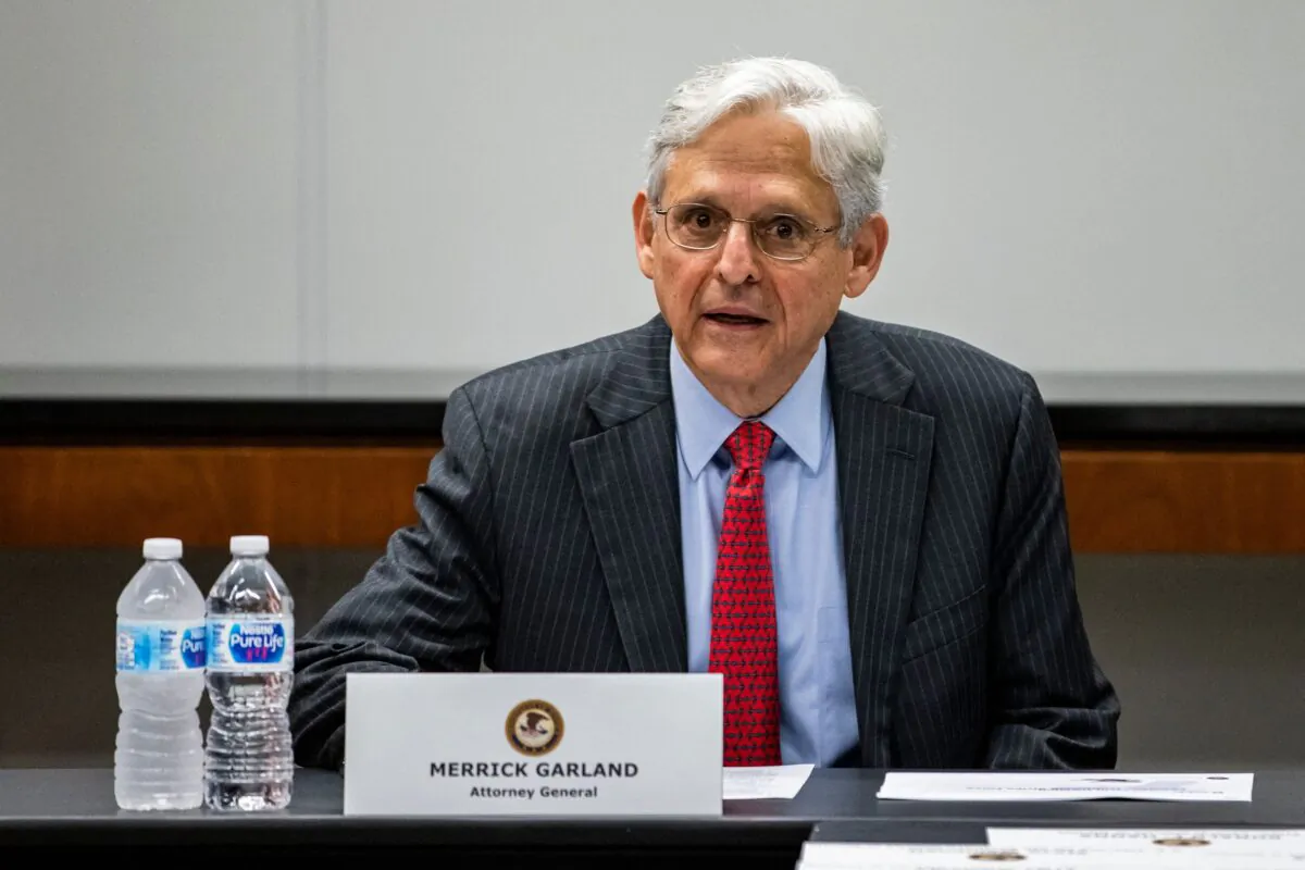 Merrick Garland, U.S. Attorney General, speaks during a meeting with various law enforcement leadership and Illinois-area Strike Force Teams at the U.S. Attorneys Office in Chicago, Ill., on July 23, 2021. (Samuel Corum/Pool/AFP via Getty Images)
