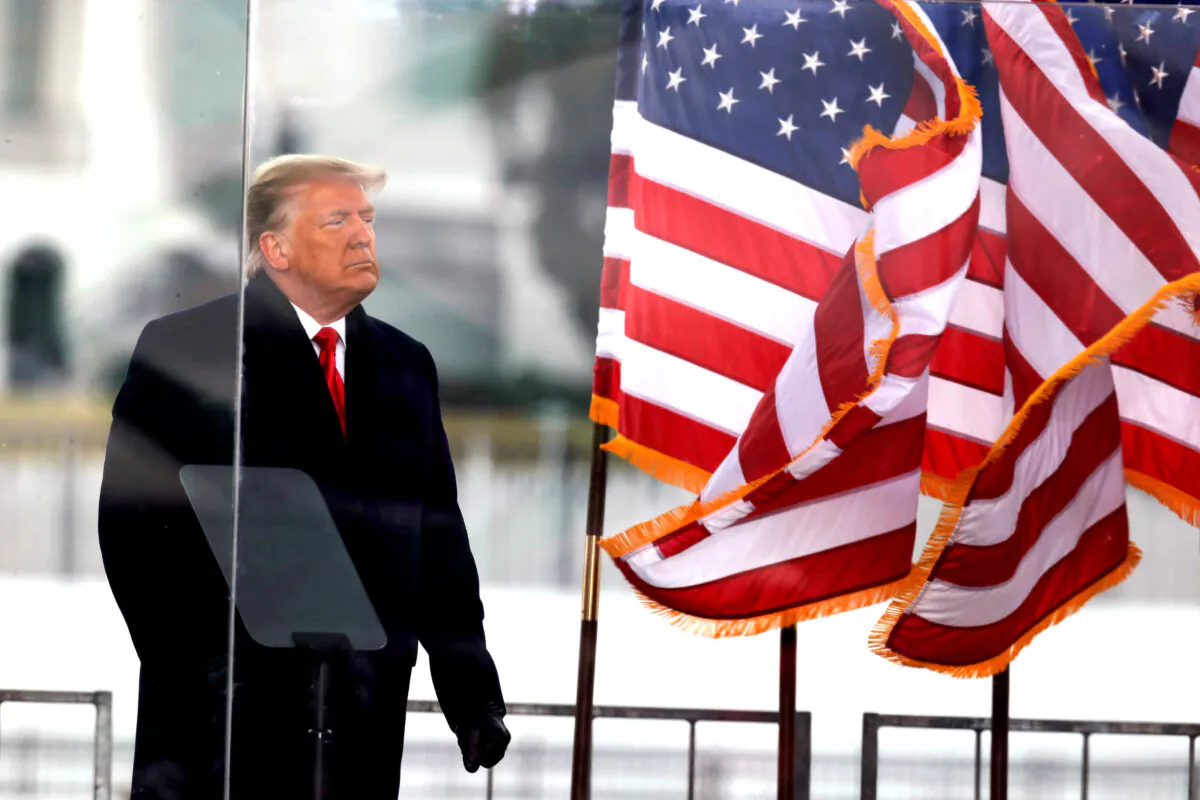 Then-President Donald Trump looks on during a rally in Washington, on Jan. 6, 2021. (Jim Bourg/File Photo/Reuters)