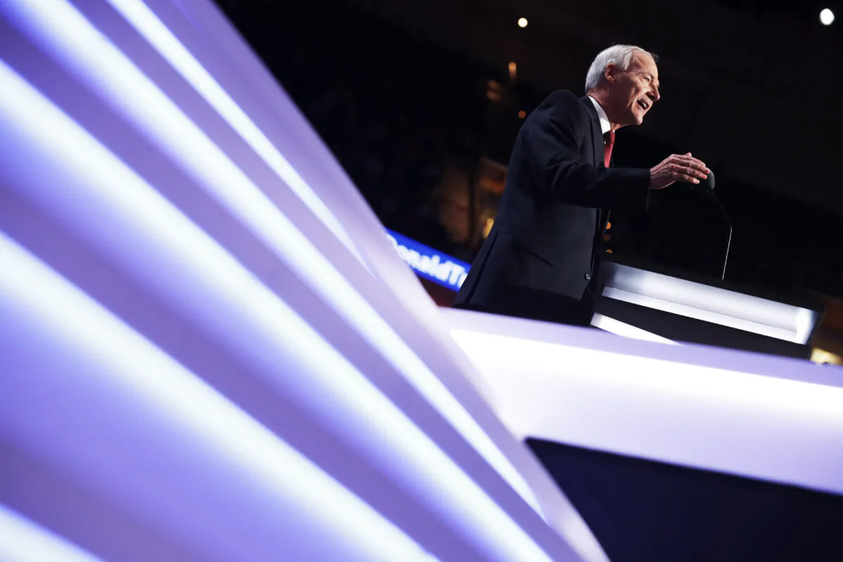 File photo showing Arkansas Gov. Asa Hutchinson speaking at the Republican National Convention in Cleveland, Ohio, on July 19, 2016.
(Chip Somodevilla/Getty Images)