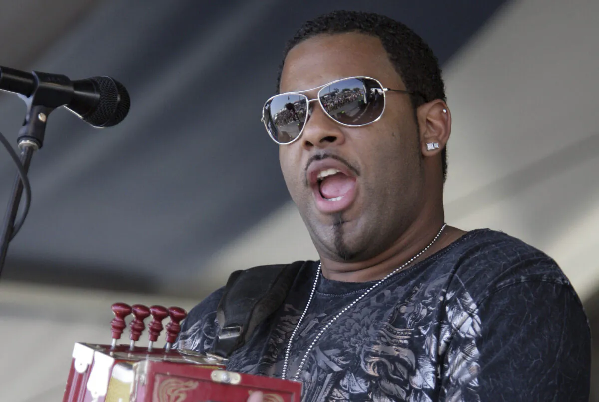 Chris Ardoin, of Chris Ardoin & NuStep, performs during the 2008 New Orleans Jazz & Heritage Festival at the New Orleans Fairgrounds Racetrack in New Orleans, La., on May 4, 2008. (Dave Martin/AP Photo)