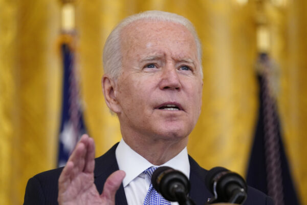 President Joe Biden speaks about COVID-19 vaccine requirements for federal workers in the East Room of the White House in Washington on July 29, 2021. (Susan Walsh/AP Photo)