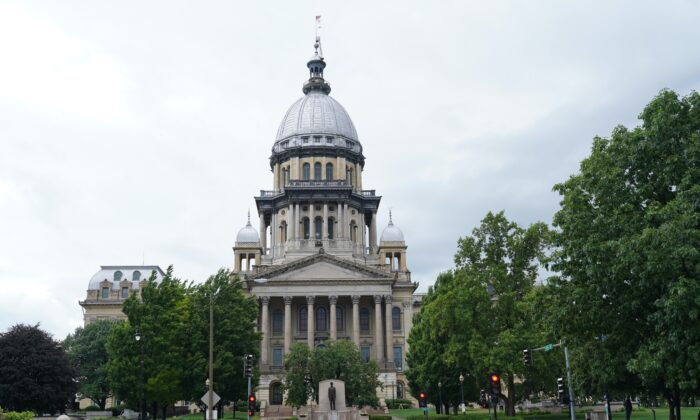 Illinois State Capitol successful  Springfield, Illinois, connected  June 26, 2021. (Cara Ding/The Epoch Times)